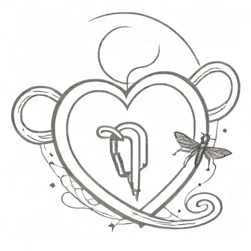 crecent moon and a cricket heart shaped lock tattoo design idea