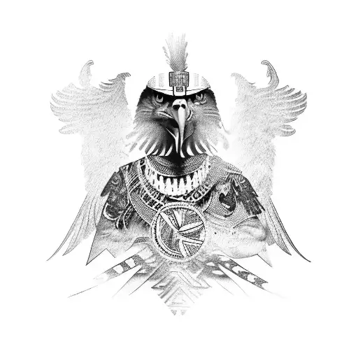 Eagle warrior from Aztec civilization tattoo design idea