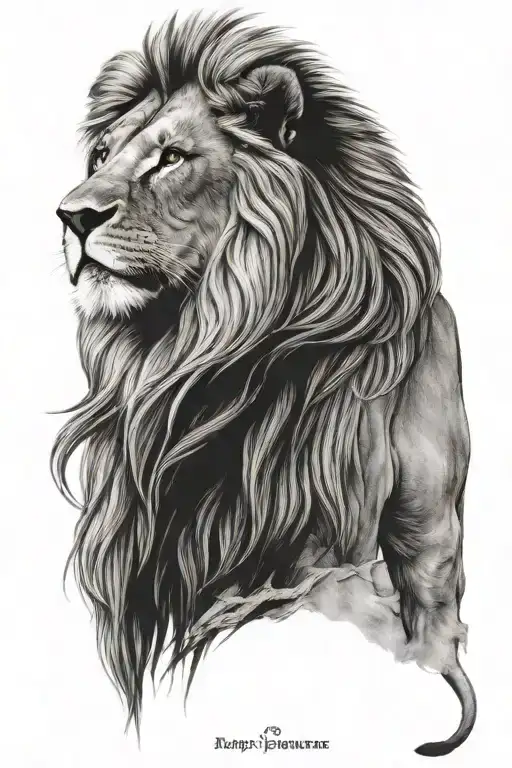 lion standing tall tattoo design idea
