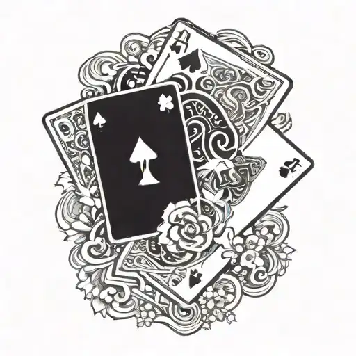 A poker hand with royal flush cards featuring your daughter's name 'Sasha' incorporated as part of the design tattoo design idea