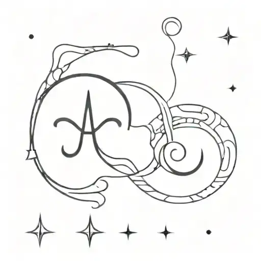 Aquarius and Aries symbol tattoo design idea