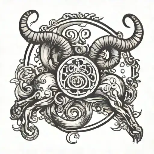 Aries Aquarius symbol incorporated tattoo design idea