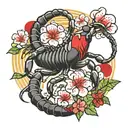 scorpion stinging itself and bleeding heart flower tattoo design idea