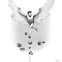 Icarus falling from ground perspective tattoo design idea