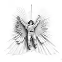 Icarus falling from ground perspective tattoo design idea