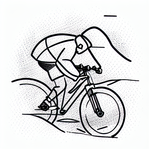 Mountainbike that hops down a boulder, one line tattoo design idea