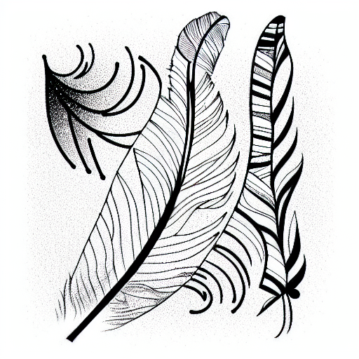 a very detailed feather tattoo design idea
