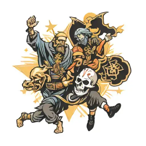 Three heroes and an Orthodox church tattoo design idea