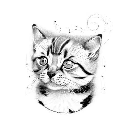 puppy cat tattoo design idea