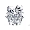 skeletons hugging each other tattoo design idea
