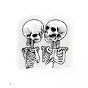 skeletons hugging each other tattoo design idea
