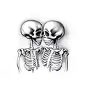 skeletons hugging each other tattoo design idea