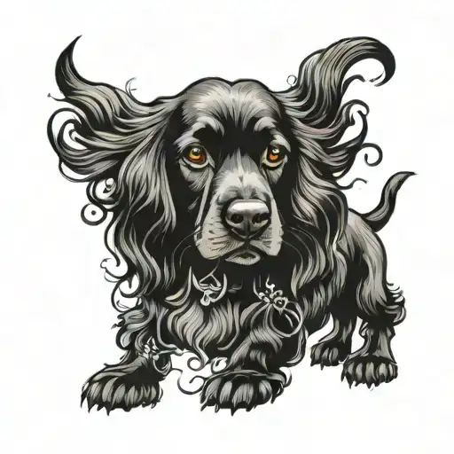 black cocker spaniel dog tattoo design idea