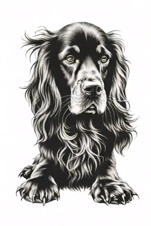 cocker spaniel curled tattoo design idea