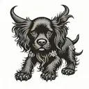 black cocker spaniel dog tattoo design idea
