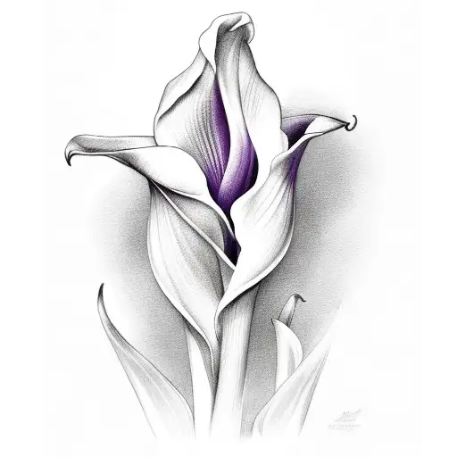 purple calla lily with an "a" hidden in the stem tattoo design idea