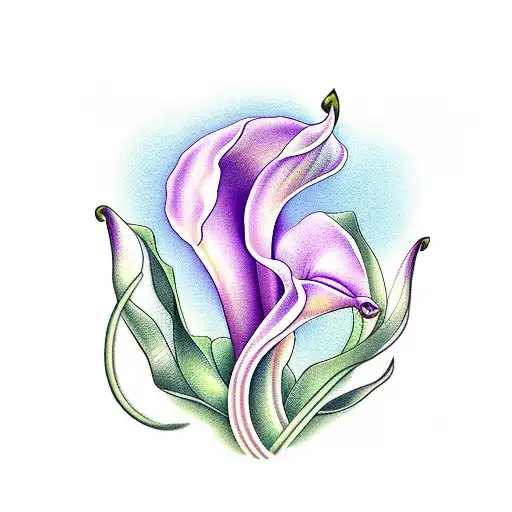 purple calla lily with an "a" hidden in the stem tattoo design idea