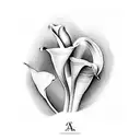 purple calla lily with an "a" hidden in the stem tattoo design idea