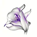 purple calla lily with an "a" hidden in the stem tattoo design idea