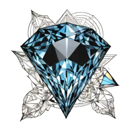blue gem with prism projection tattoo design idea
