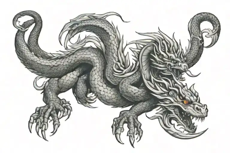 Dragon snake monkey, half clavicle tattoo design idea