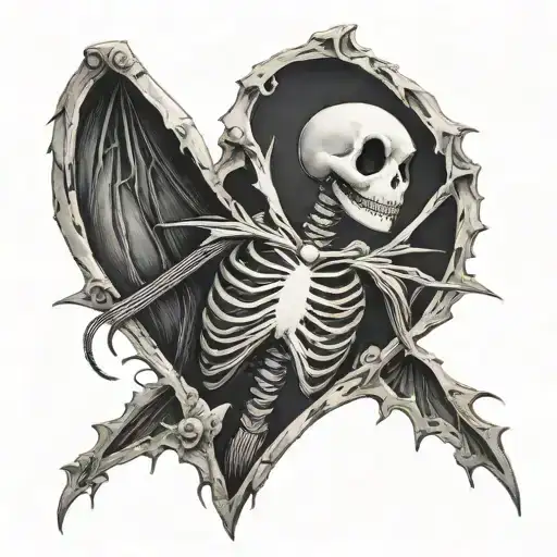 jack skellington ripping out of chest tattoo design idea