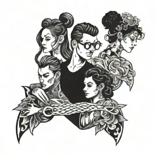 group of 4 friends who call themselves L.M tattoo design idea