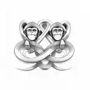 Infinity Symbol 3 monkey love respect  tattoo design idea