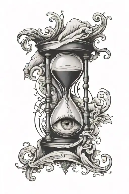 hourglass with crying eye inside tattoo design idea