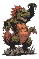 japanese godzilla pokemon mario running tattoo design idea