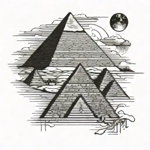 pyramids of giza pyramids on a white background  tattoo design idea