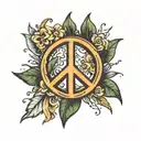 PEACE SIGN CONTOUR DRAWING tattoo design idea