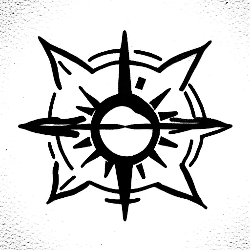 blue eye in the midlle of compass tattoo design idea