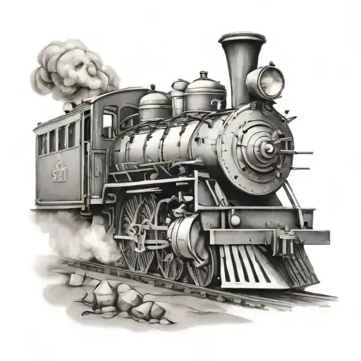 locomotive train tattoo design idea