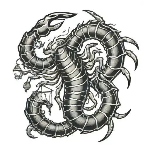 scorpion with libra scale as tail tattoo design idea