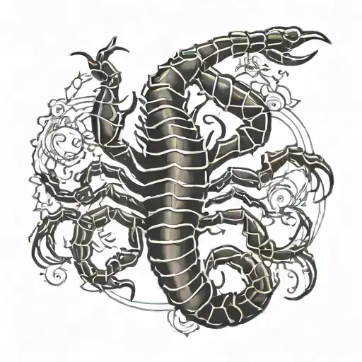 scorpion with libra scale hanging on its tail tattoo design idea