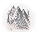 Mountain Scene, waterfall, hike trail tattoo design idea