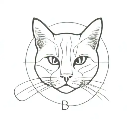 letter B in the outline of a cat tattoo design idea