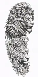 1 lion and Alexander the great and aztec warrior tattoo design idea