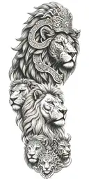 1 lion and Alexander the great and aztec warrior tattoo design idea