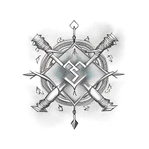 indian arrow with chain links wrapped around it that spell out Davis tattoo design idea