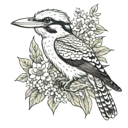 kookaburra and a wattle flower tattoo design idea