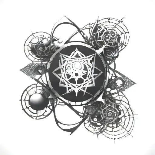 atom structure center Destiny ghost tattoo design idea