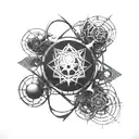 atom structure center Destiny ghost tattoo design idea