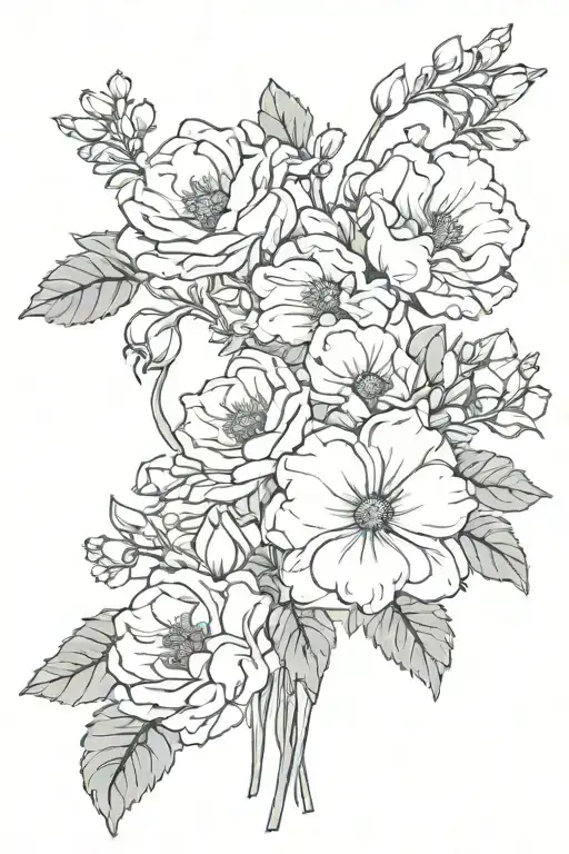 flowers with thick bands tattoo design idea