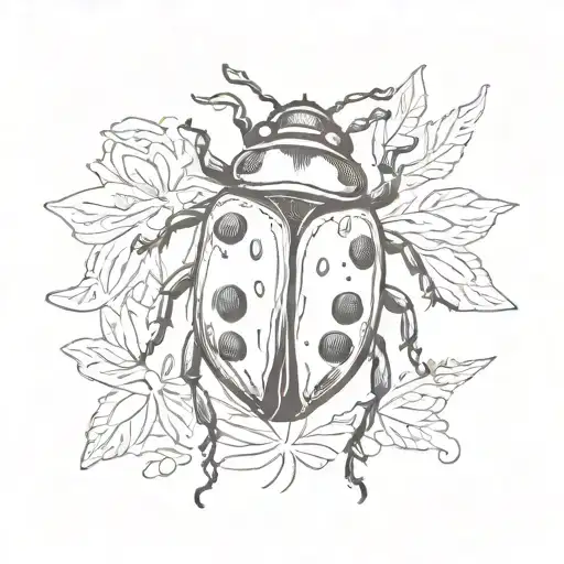 woodcut style ladybug tattoo design idea