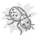 woodcut style ladybug tattoo design idea