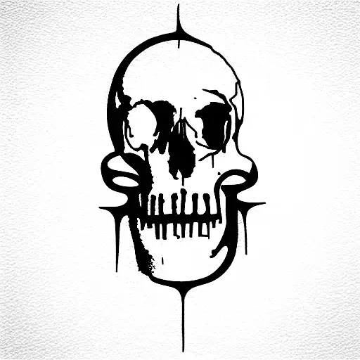 Skull and monolith as in space odyssey tattoo design idea