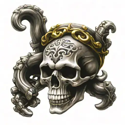 skull with brass knuckles tattoo design idea
