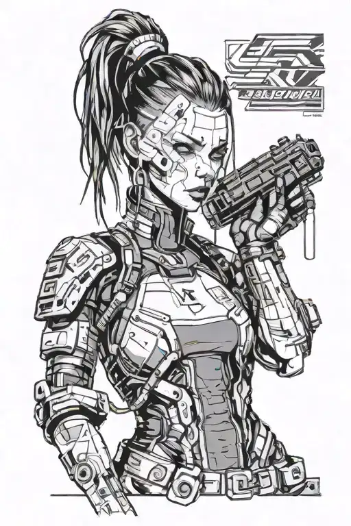 girl cyberpunk 2077 tattoo design idea